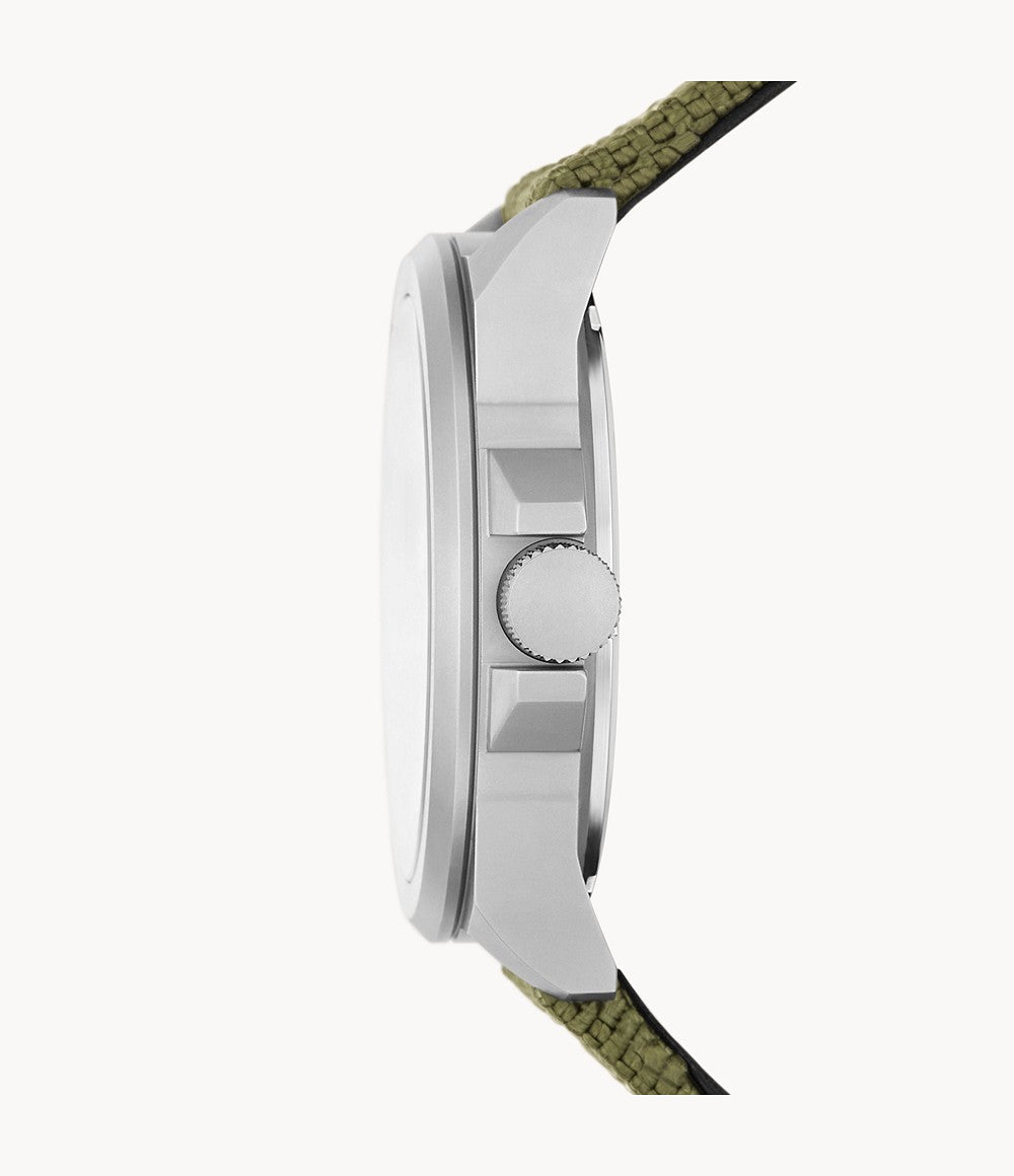 Orologio Uomo Fossil Acciaio Cordura Quarzo Solo Tempo Data Numeri FS5918